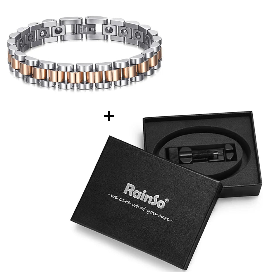 RainSo 99.999% Pure Germanium Magnetic Bracelet for Couples Women Bracelet Set