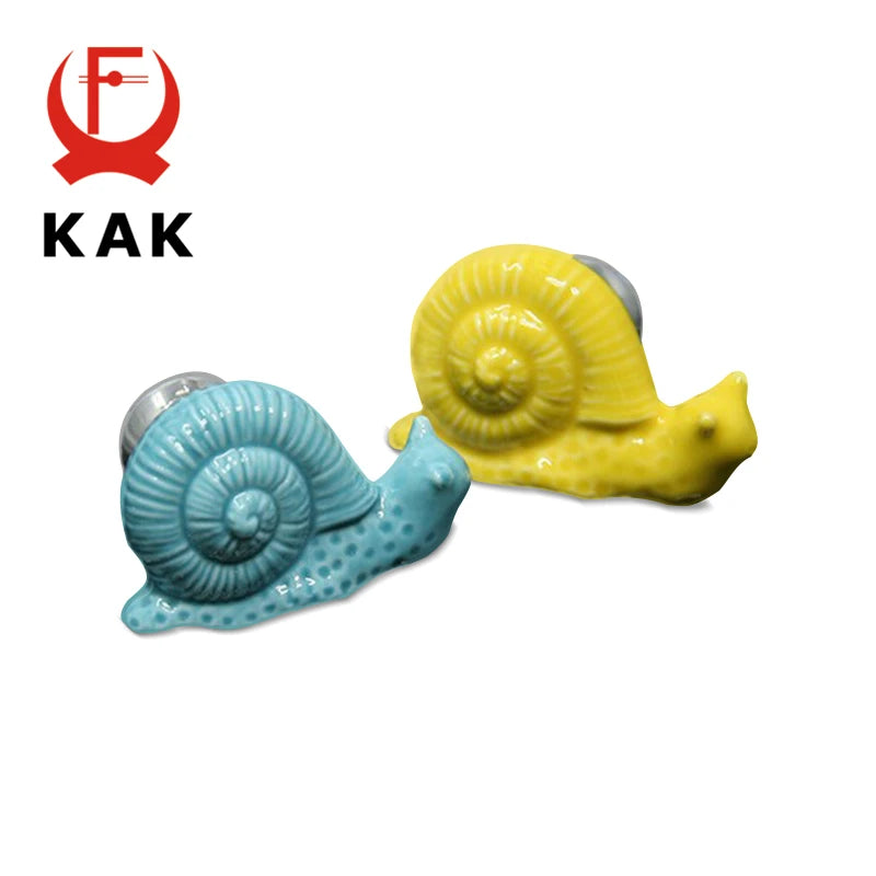 Кнопки для ящиков KAK в виде мультяшной улитки из керамики для шкафов