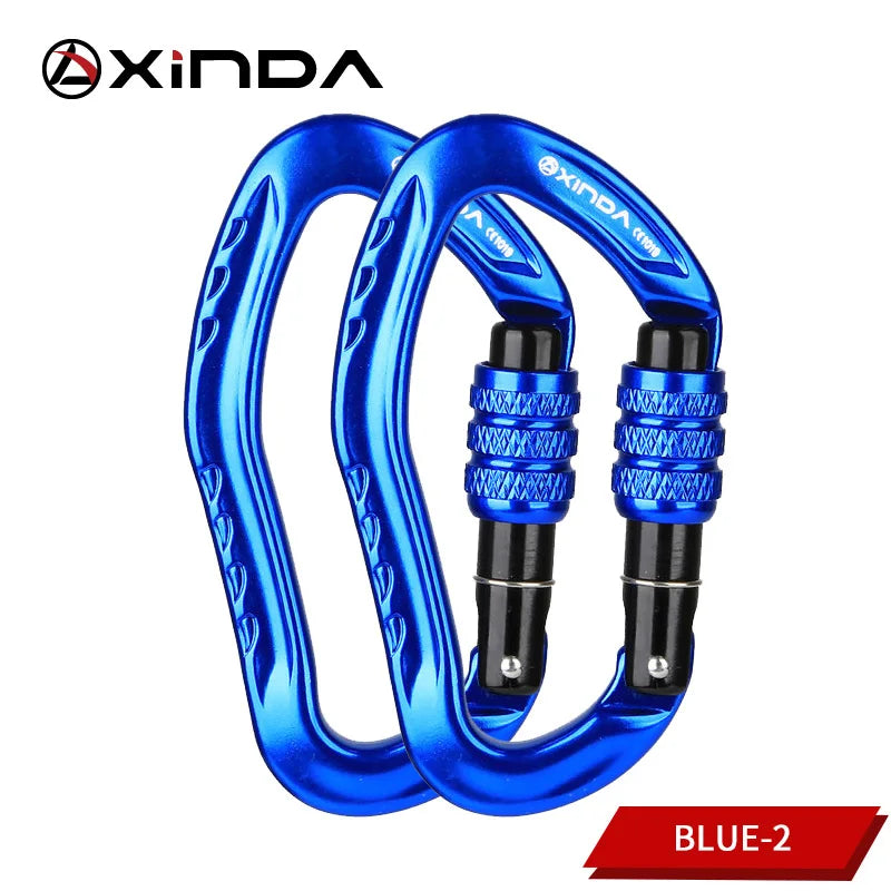XINDA XD-8126N Ear Shaped Carabiner &ndash; 22KN Safety Lock Blue-2pcs