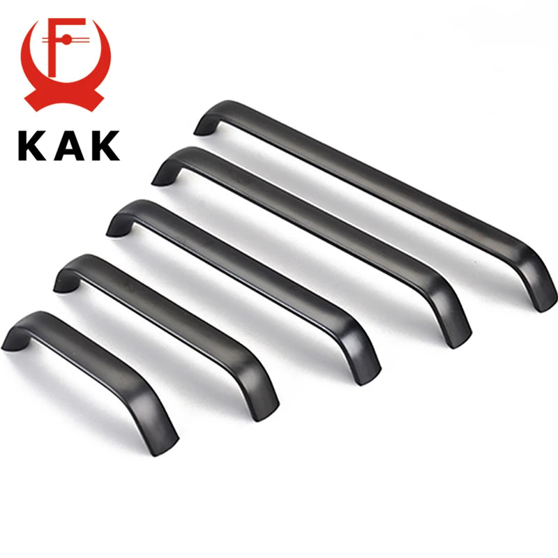 KAK Американский стиль Черные алюминиевые ручки и кнопки для шкафов