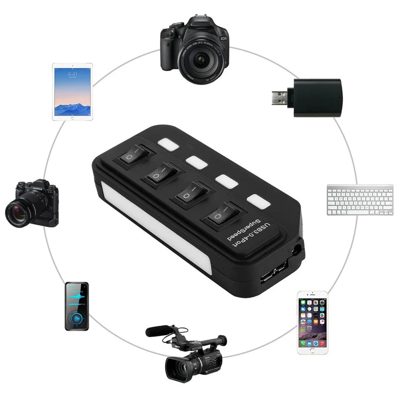 USB 3.0 Hub 7 Port High Speed 5Gbps - On Off Switch