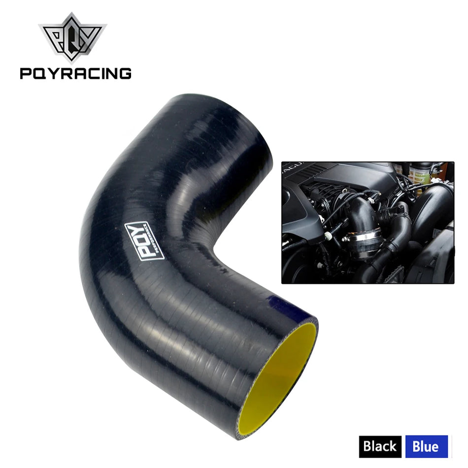 PQY SH9025-QY 2.5in furtun turbo cot de 90 grade din silicon, albastru galben
