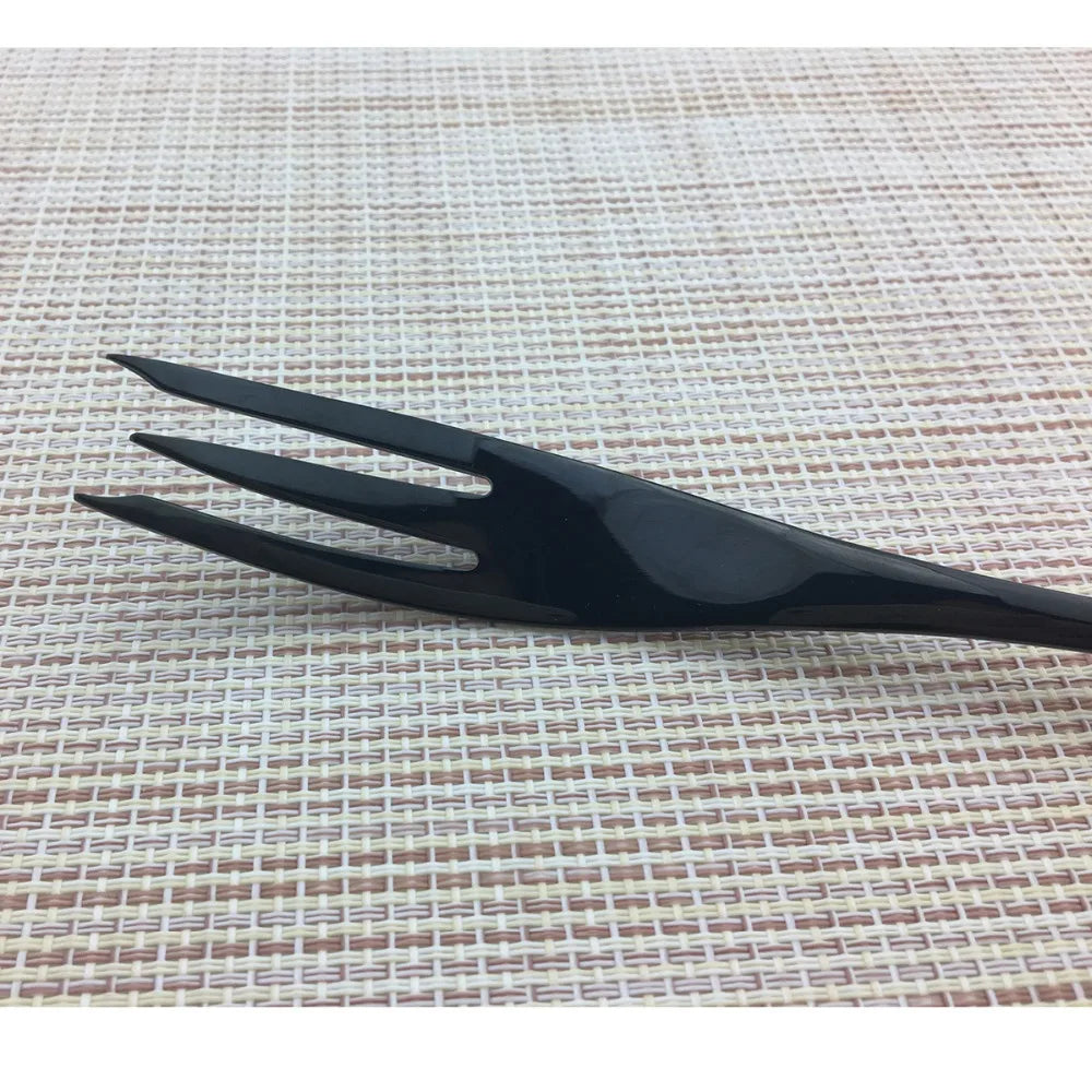 KNGZI 4 Pcs Mirror Black Fish Fork Set &ndash; Premium 18/10 Stainless Steel Quality