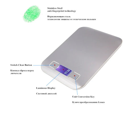 5KG 1g Stainless Steel Kitchen Scale &ndash; 1g Precision