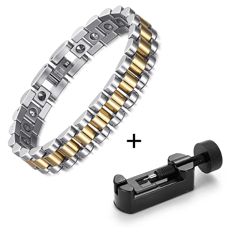 RainSo 99.999% Pure Germanium Magnetic Bracelet for Couples Men Bracelet Tool