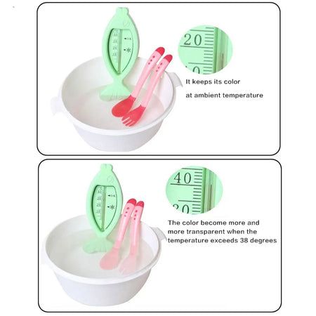 KEYBOX 3Pcs Baby Safety Silicone Temperature Sensing Spoon Set