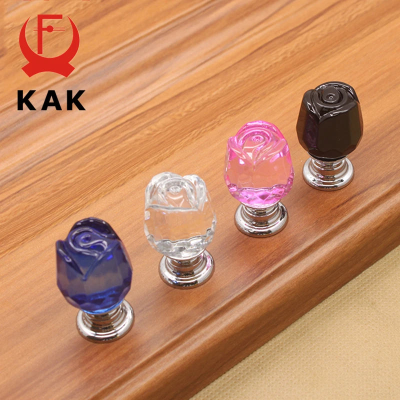 KAK Fashion Розовый Кристалл Ручки для Шкафа Цинковый Сплав 20mm