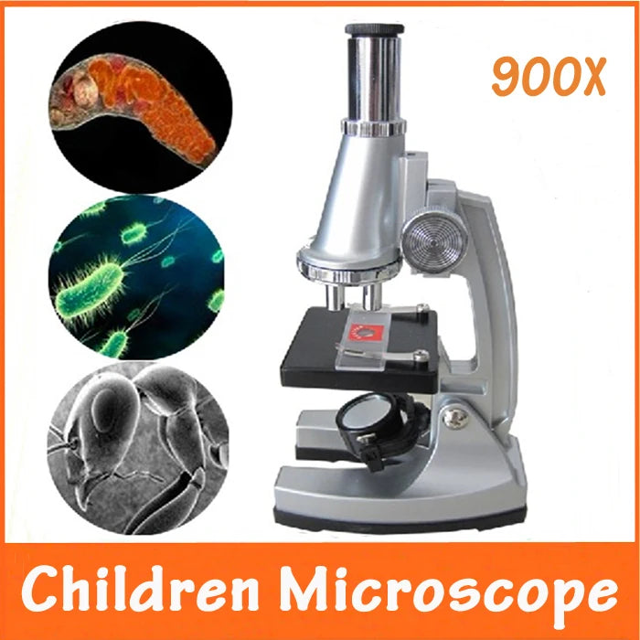 🟠 100x 400x 900x Δώρο γενεθλίων Παιχνίδια Εκπαιδευτικό Φωτεμένο Φοιτητικό Παιχνίδι Παιδιά Βιολογικό Μικροσκόπιο με 12pc Προετοιμασμένο δείγμα