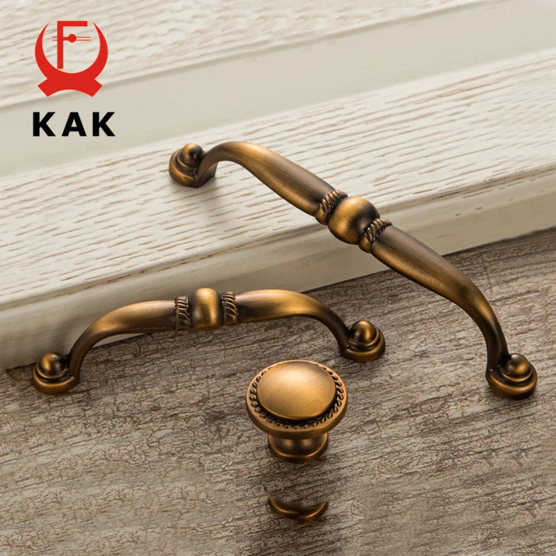 KAK Vintage Yellow Bronze Cabinet Handles Drawer Knobs