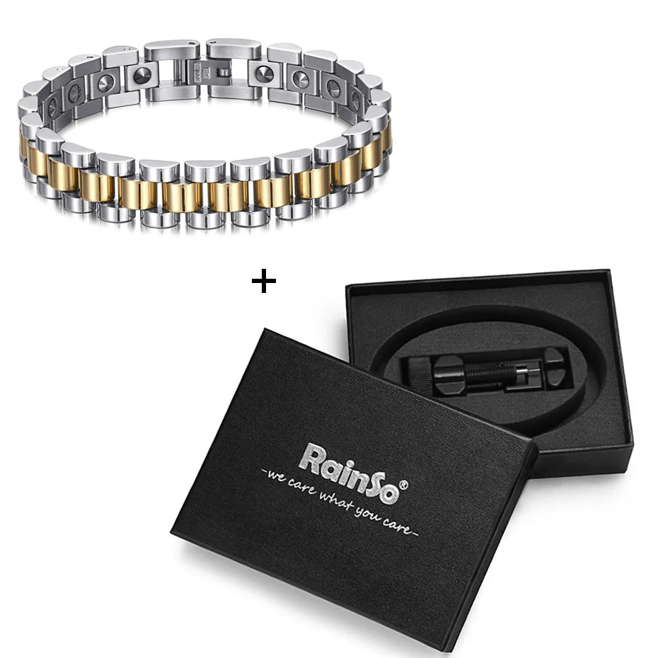 RainSo 99.999% Pure Germanium Magnetic Bracelet for Couples Men Bracelet SET