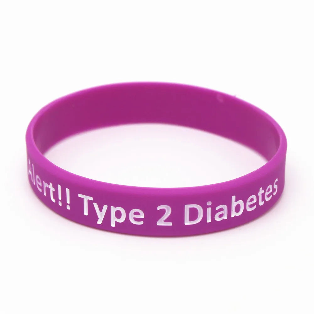 SH060 Diabetic Medical Alert Bracelet - Silicone Wristband Purple / 20cm