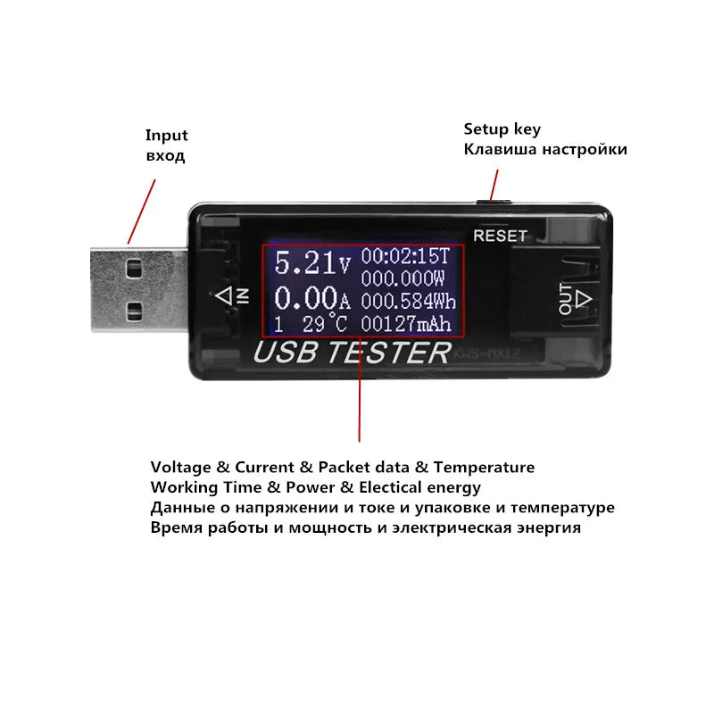 USB Tester DC Meter 8 In 1 Voltmeter &ndash; Real-Time Readouts
