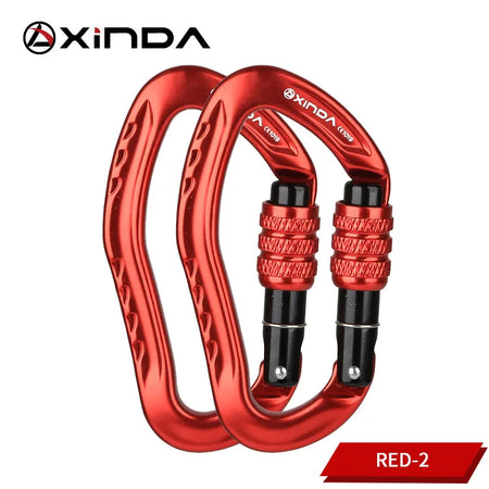 XINDA XD-8126N Ear Shaped Carabiner &ndash; 22KN Safety Lock Red-2pcs