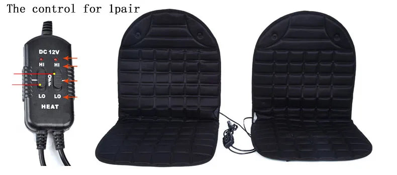 Heated Car Seat Cover - Universal Electric Cushion for Winter 12v black 1pair / CHINA