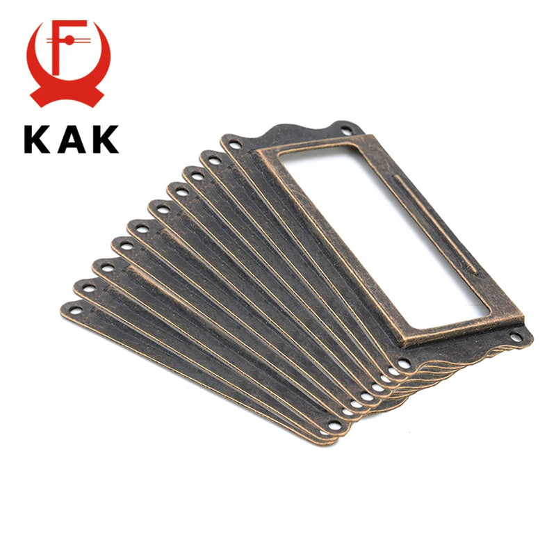 Antiikkimessinkinen Etiketin Vetokahva Kehys 64x32mm 10 Kappaletta