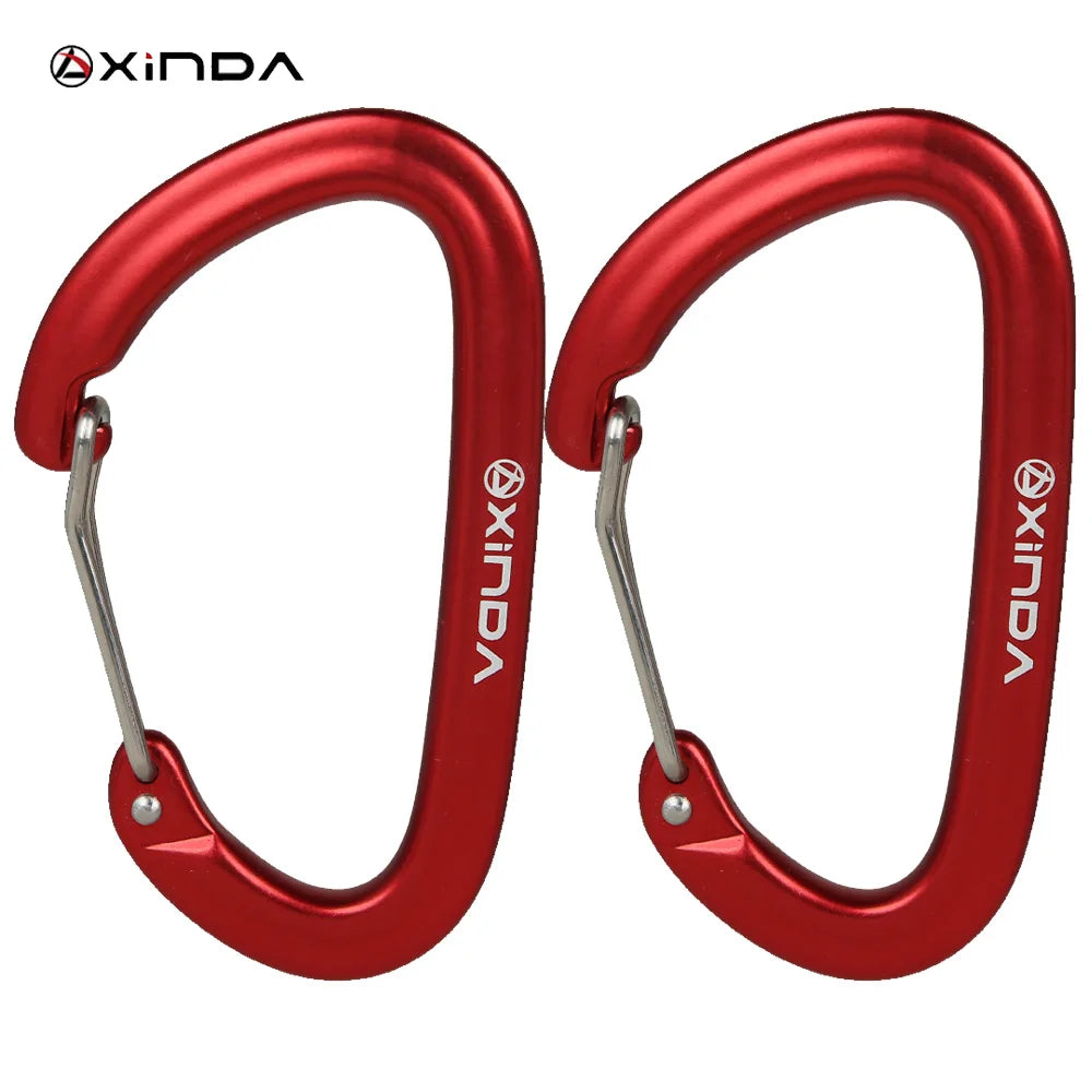 XINDA 16kN Carabiner Clip D Shape Screw Gate Lightweight Red-2PCS