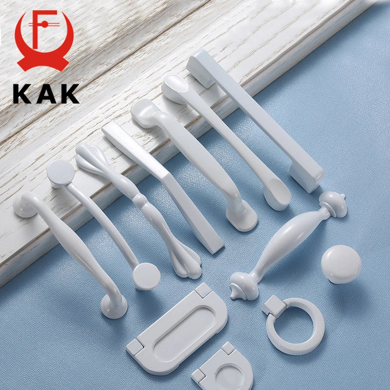 KAK White Aluminium Cabinet Handles 64/96/128mm Cupboard