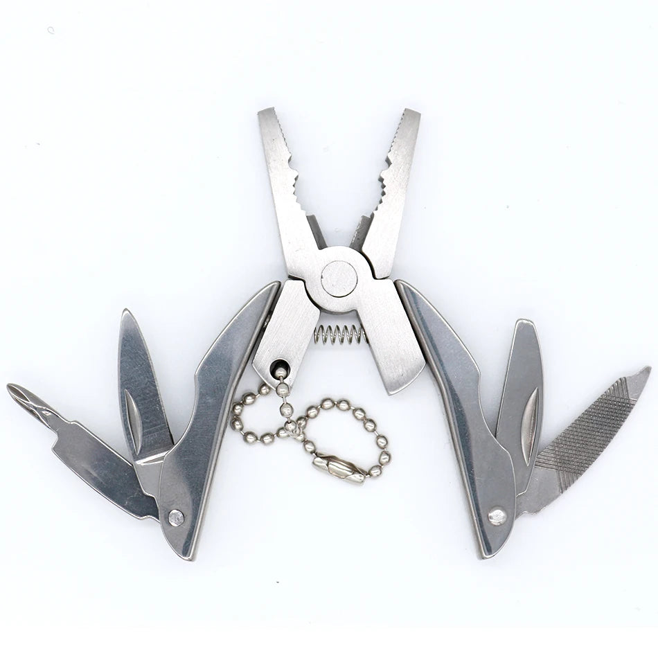 Mini Folding Muilti-functional Plier Clamp Keychain Outdoor Hiking Tools pocket multitools knife