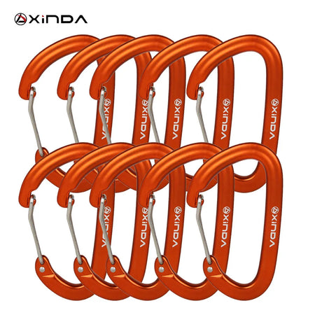 XINDA 16kN Carabiner Clip D Shape Screw Gate Lightweight Orange-10PCS