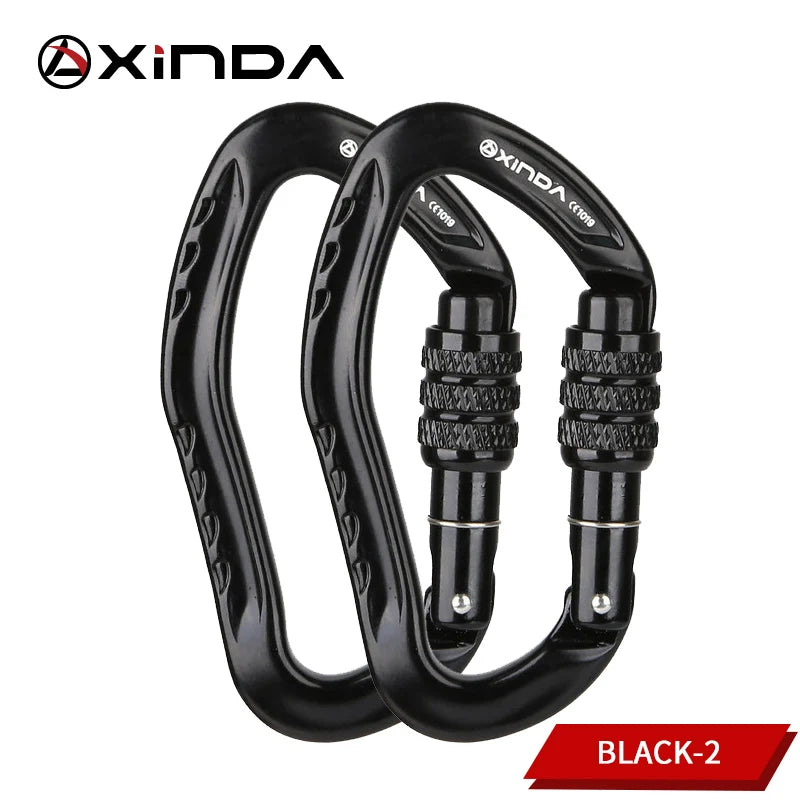 XINDA XD-8126N Ear Shaped Carabiner &ndash; 22KN Safety Lock Black-2pcs