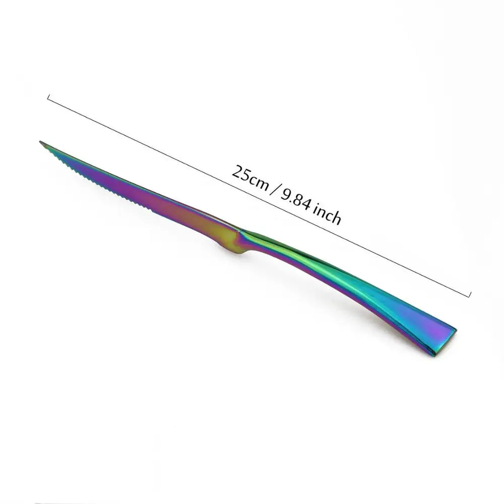Rainbow Dinnerware Set &ndash; Colorful Mirror Finish Stainless Steel Cutlery STEAK KNIFE