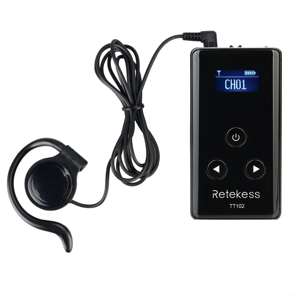 Receptor de Audio Inalámbrico TT102 195-230MHz para Sistema de Guía Turística 99 Canales