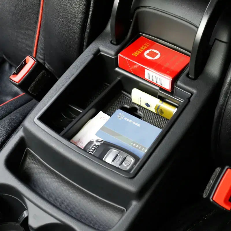 Armrest Storage Box For AUDI Q5 2009-2017 Center Console Bin Glove Tray Holder Case Car Organizer 2010 2011 2012 2013 2014 2015 by InterCyprus Trading Ltd