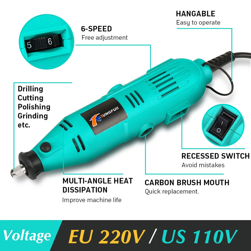Električno mini rotacijsko orodje z vrtalnikom in polirnikom za DIY