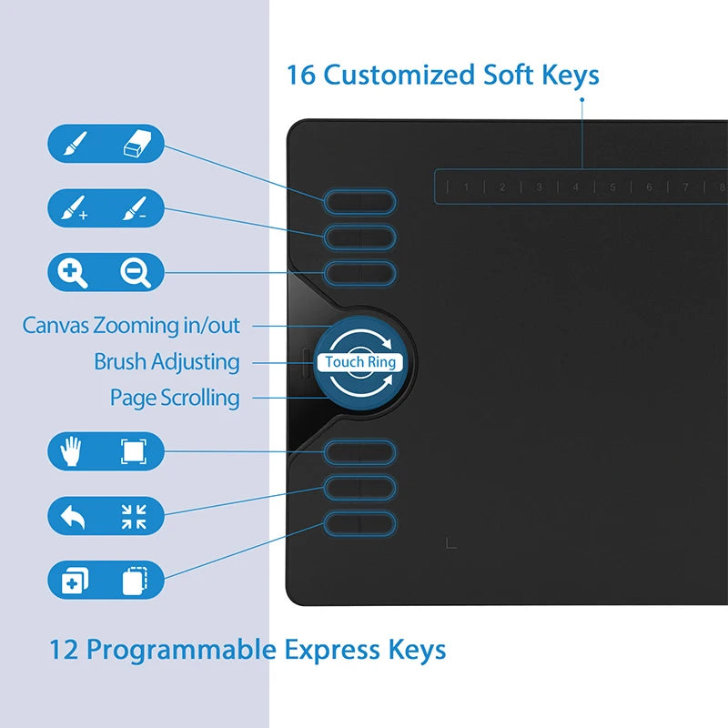 Huion HS610 Graphics Tablet With Battery-free PW100 Stylus And 10x6.25 USB