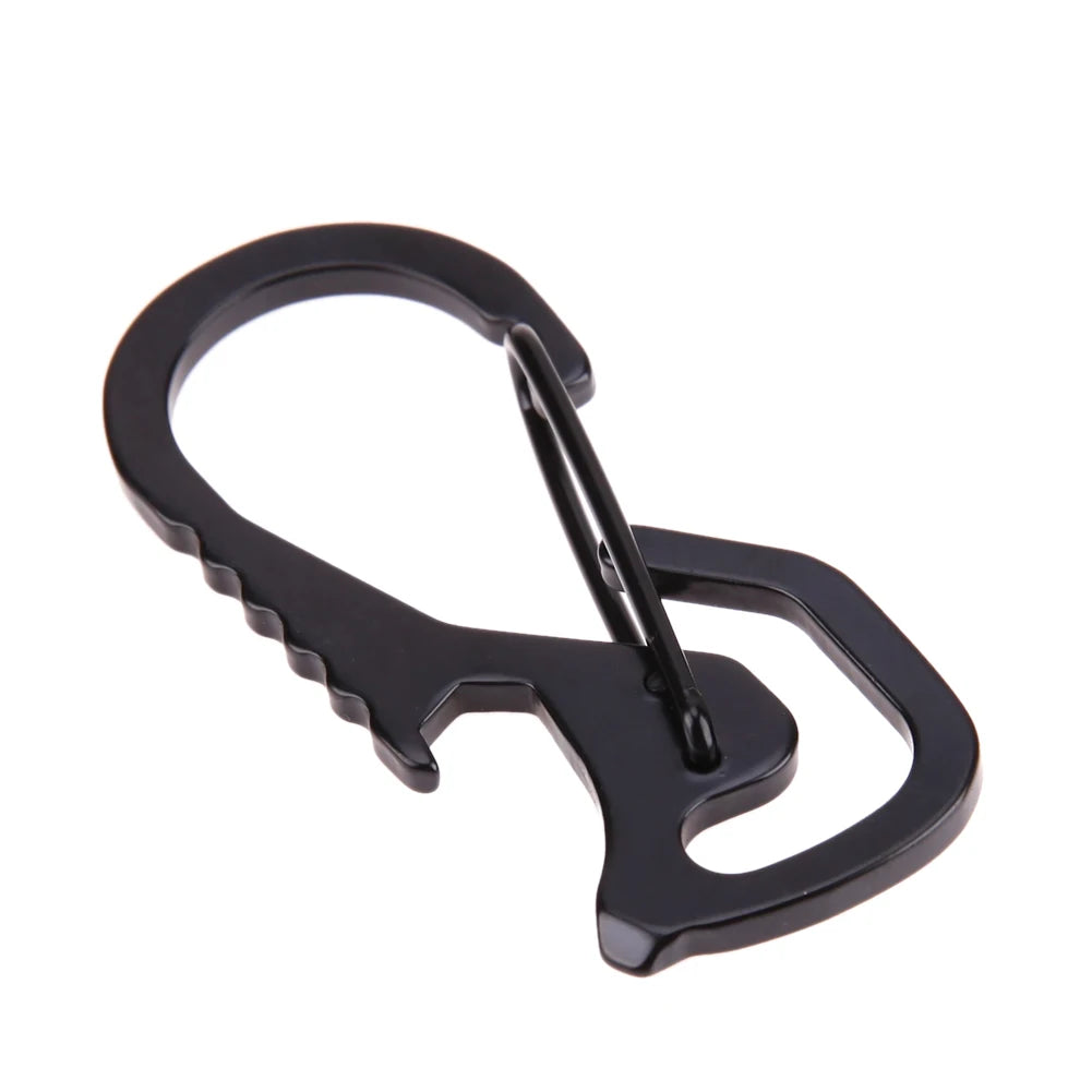 Carabiner Keychain Hook Outdoor Stainless Steel Carabiner Cap Lifter Hex Driver Bottle Opener Keychain Ring Climbing Accessorie black 1 / CN (Origin)