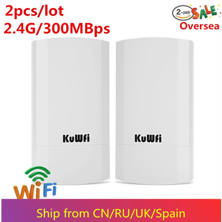 KuWfi Outdoor WiFi Bridge Router 1Km 300Mbps &ndash; Long Range White / CHINA / US Plug