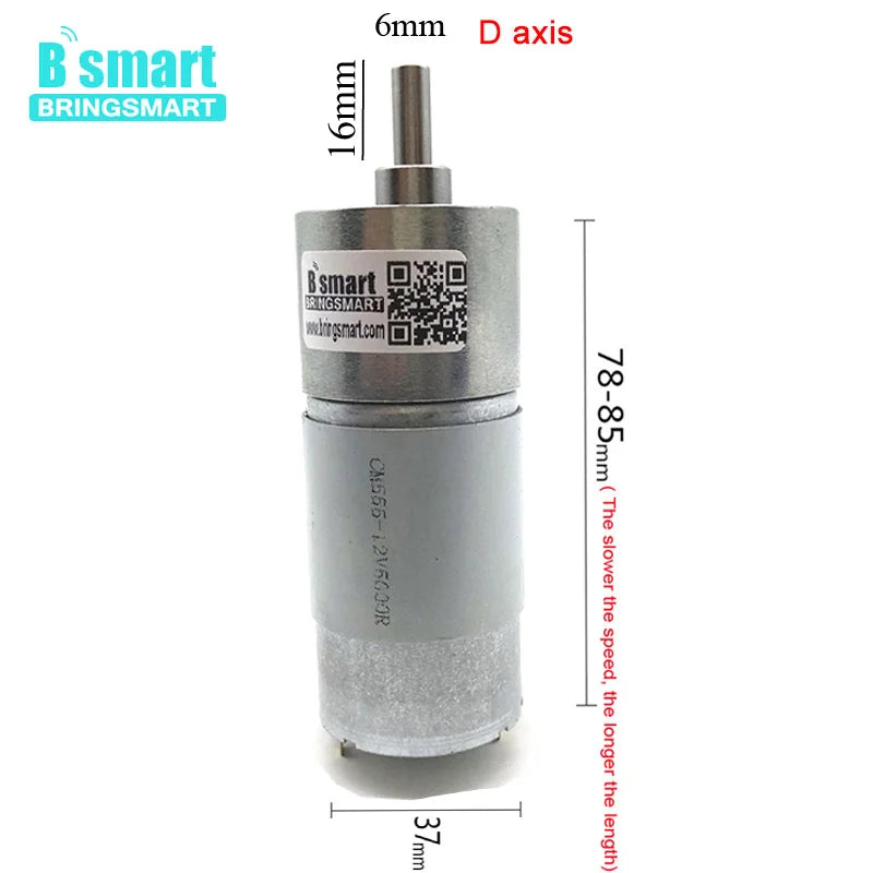 Hochdrehmoment-Mikro-DC-Getriebemotor 12V 24V Niedriggeschwindigkeit 37GB555