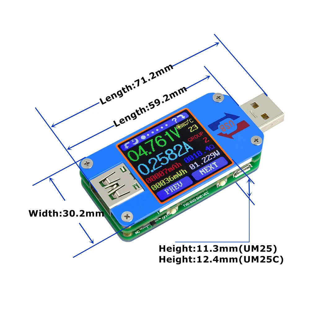 UM Series USB Color Display Tester Micro Voltage Meter Current Detector ...