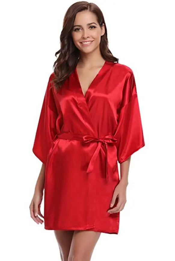 RB032 2018 Silk Kimono Robe Bathrobe - Women's Satin Bridesmaid Dressing Gown