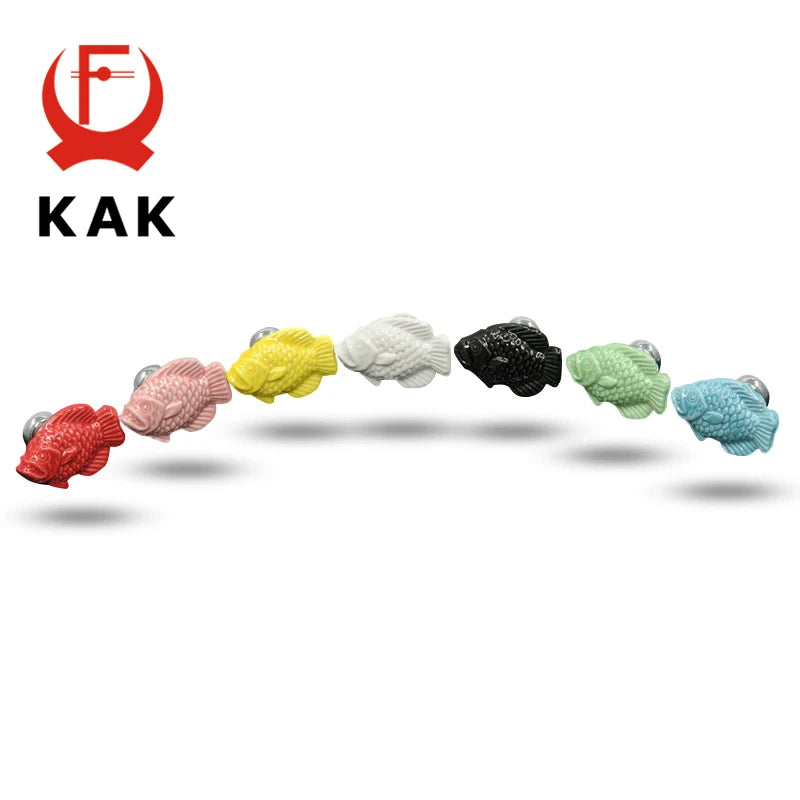 Керамическая дверная ручка в виде мультяшной рыбы KAK для декора детской комнаты
