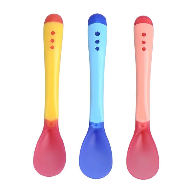 KEYBOX 3Pcs Baby Safety Silicone Temperature Sensing Spoon Set