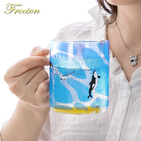 Creative Killer Whale Glass Mug 350ml - Heat Resistant