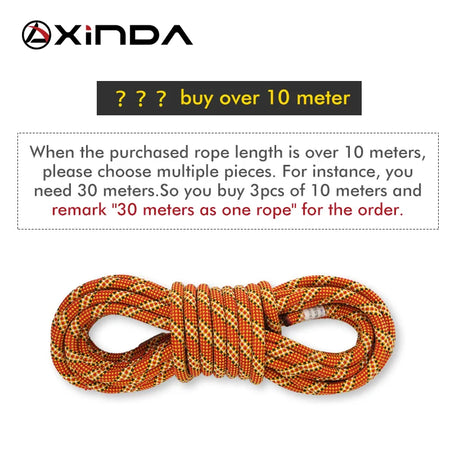 XINDA 9.8mm 10.5mm Rock Climbing Dynamic Rope - Ultra Strong