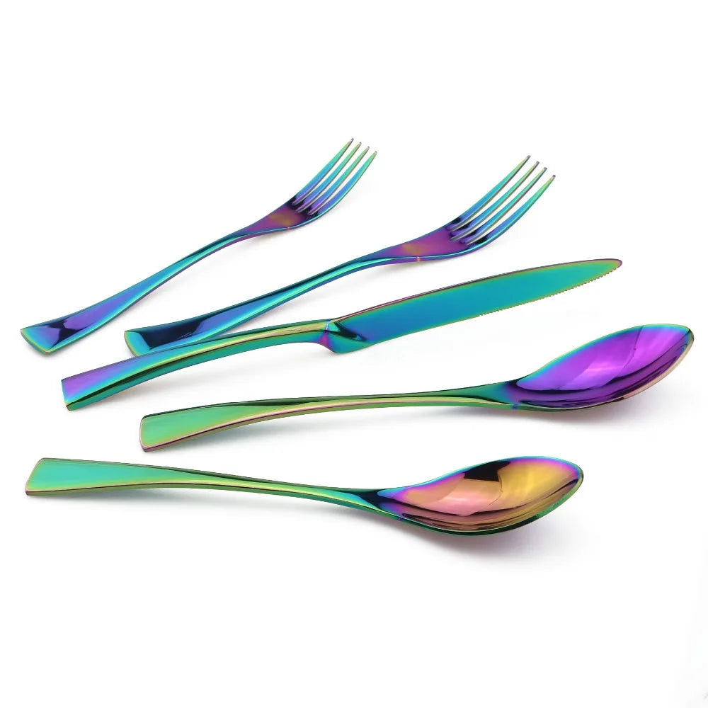 Rainbow Dinnerware Set &ndash; Colorful Mirror Finish Stainless Steel Cutlery