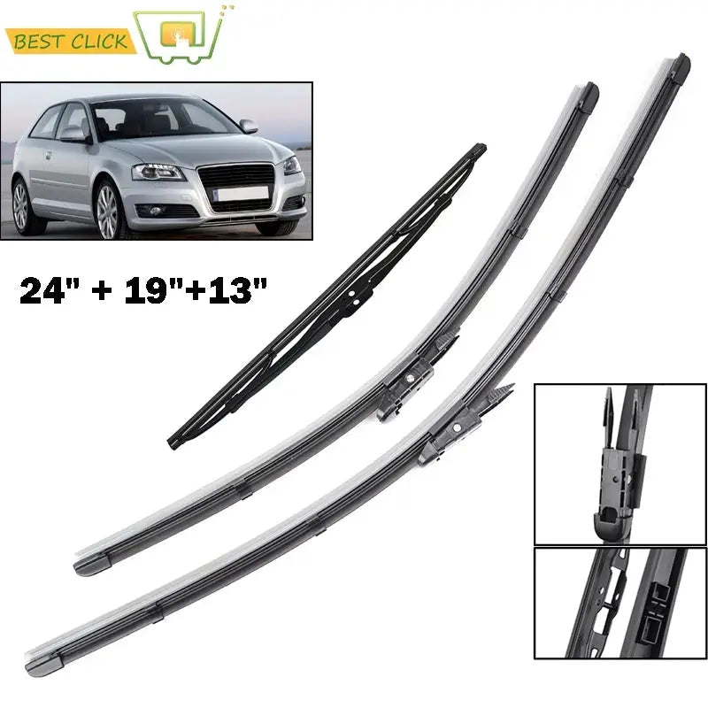 Misima Windshield Windscreen Wiper Blades For Audi A3 8P S3 RS3 2005 2006 2007 2008 2009 2010 2011 2012 Front Rear Window Wiper by InterCyprus Trading Ltd