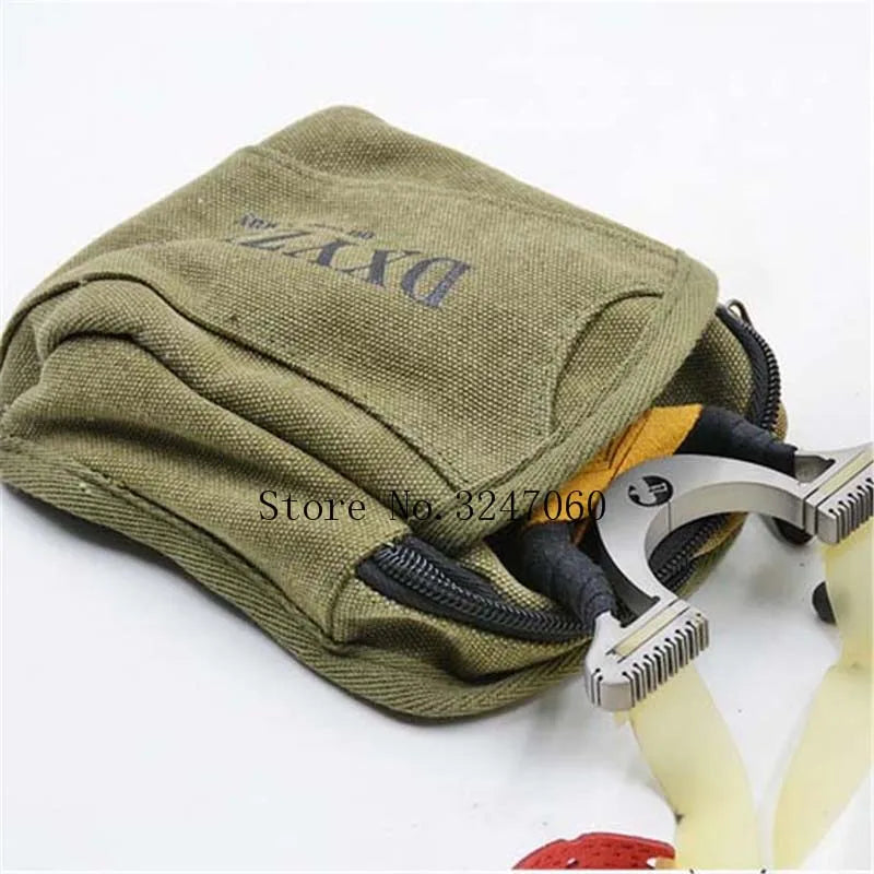 Canvas Slingshot Ammo Case Pouch, Durable Ball Storage Bag for Hunting and Practice