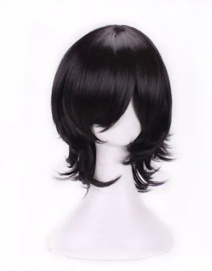 Fei-Show Short Wavy Black Cosplay Bob Wig for Women #1B / 14inches