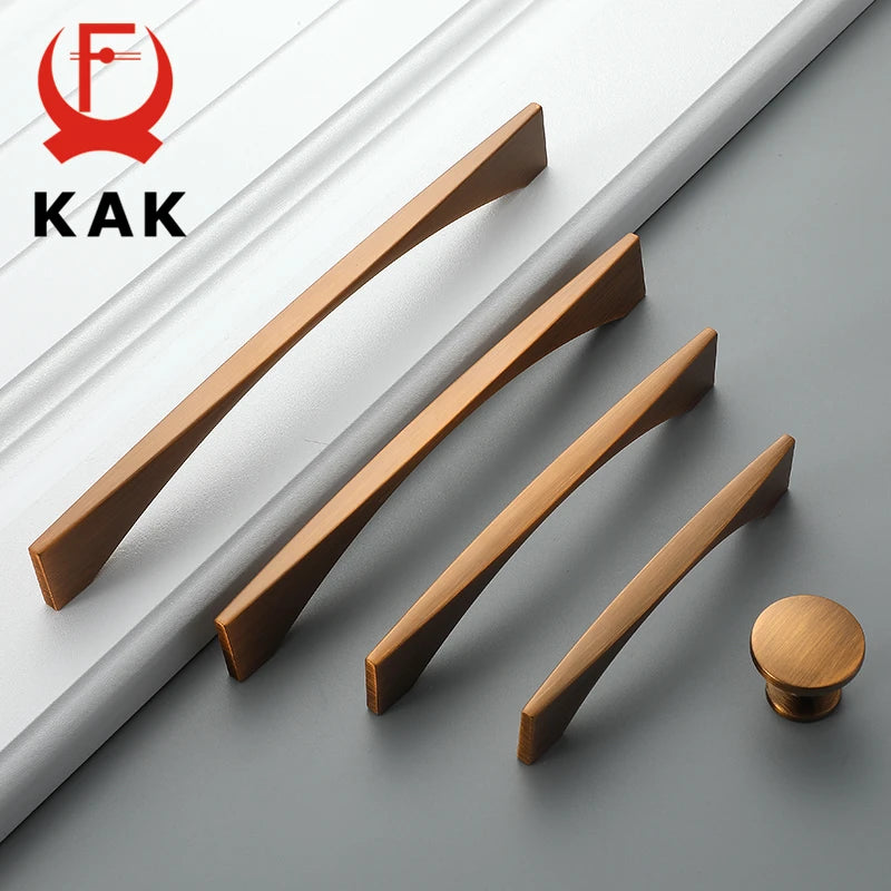 KAK Yellow Bronze Furniture Handle Vintage European Style