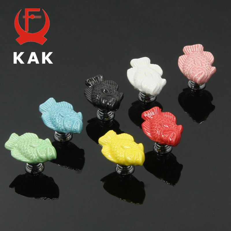 Керамическая дверная ручка в виде мультяшной рыбы KAK для декора детской комнаты