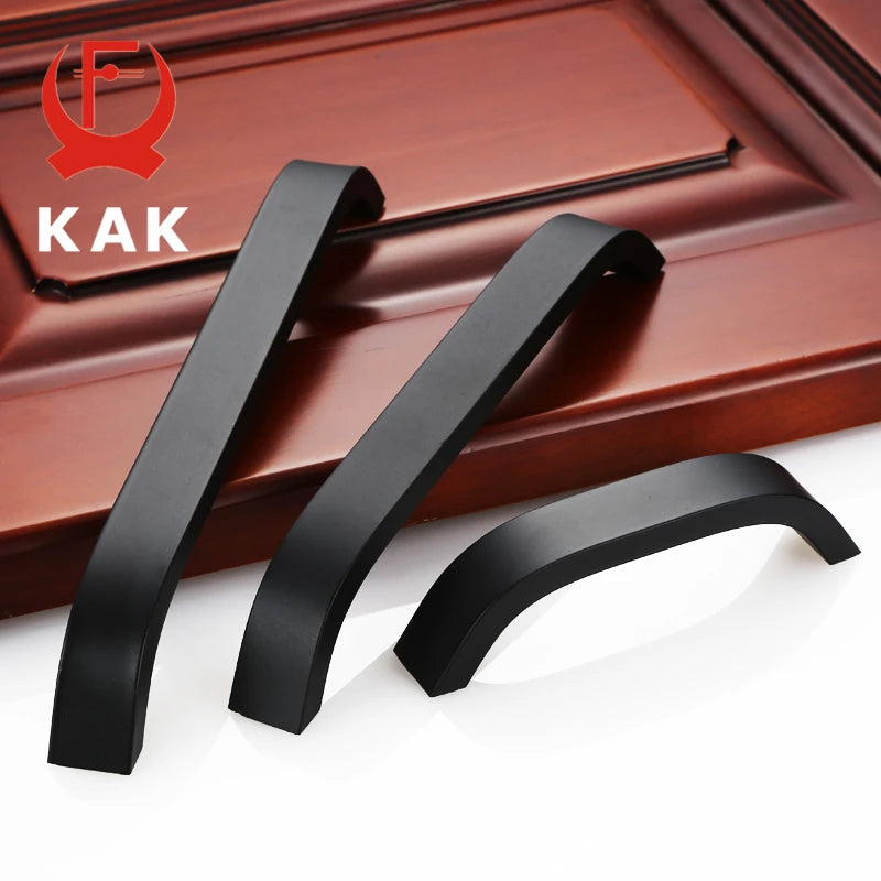 Черные алюминиевые ручки для шкафов KAK 96мм 128мм 160мм 192мм