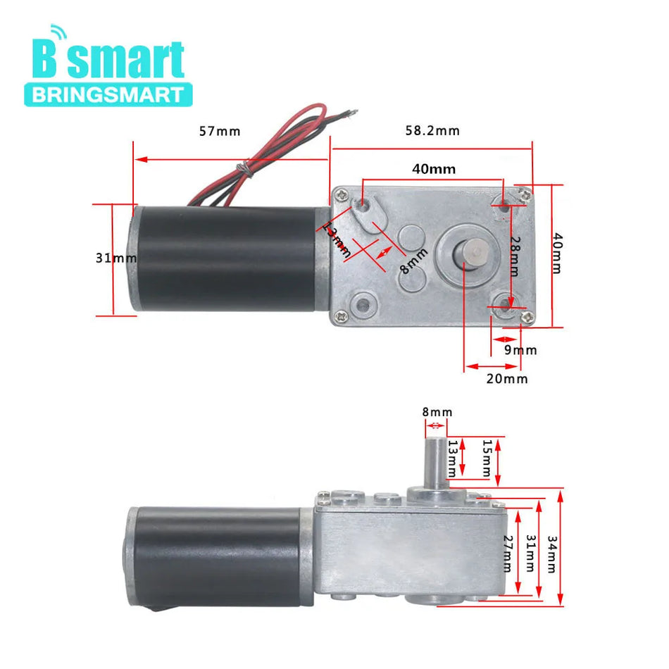 Hochdrehmoment 12V 24V DC Schneckengetriebemotor mit Selbstsperre und umkehrbarer Welle