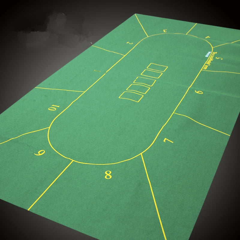 Nappe de poker 180x90cm avec dispositions Texas Holdem, tissu non tissé vert pour jusqu'à 10 joueurs