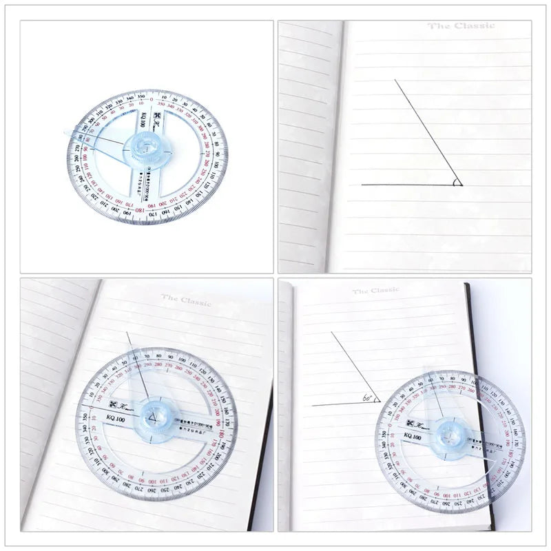 360 Degree Plastic Protractor Ruler with Swing Arm - Light Blue