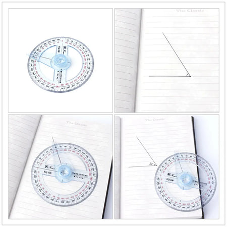 360 Degree Plastic Protractor Ruler with Swing Arm - Light Blue