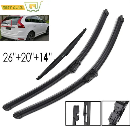 Misima 26" 20" 14" Windshield Windscreen Front Rear Window Wiper Blades For Volvo XC60 T6 D5 AWD 2012 2013 2014 2015 2016 2017 by InterCyprus Trading Ltd